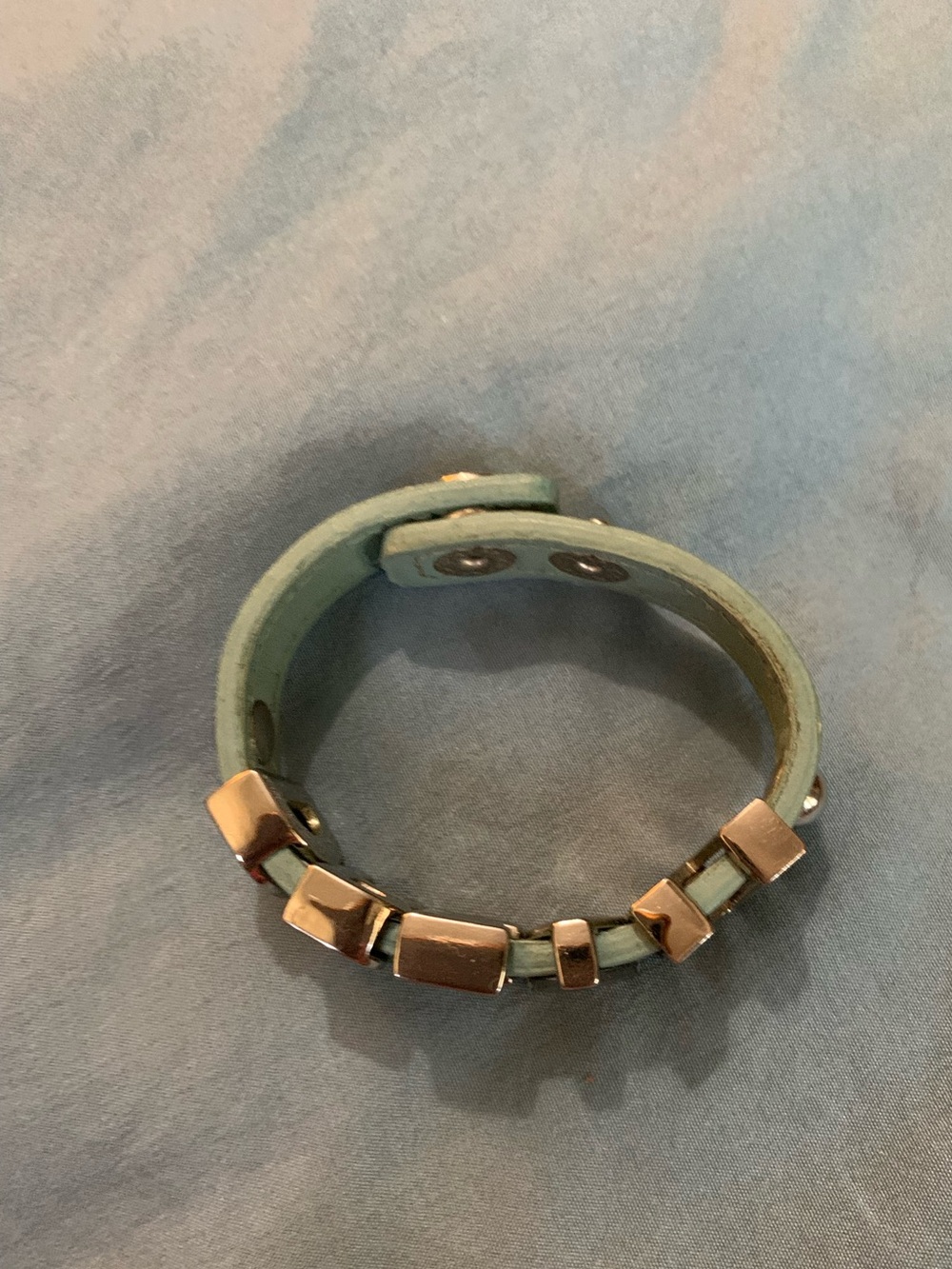 BCBGeneration Bracelet with Teal Leather Strap and Silver-Tone “Dream” Letters